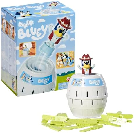 TOMY Games Pop Up Bluey Kids Game - Preschool Games and Bluey Toys for Family Game Night - Classic Board Games - Kids Toys for 2-4 Players - Ages 4 Years and Up