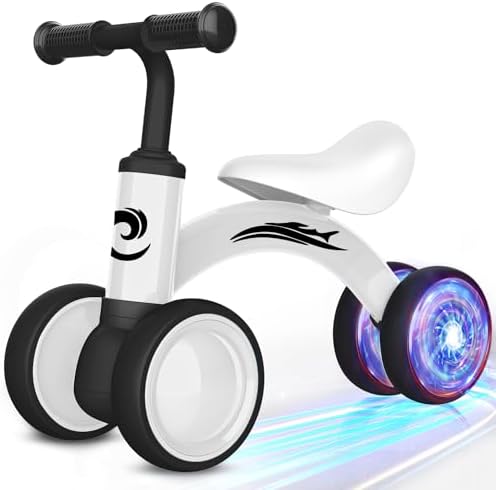 Colorful Lighting Baby Balance Bike Toys for 1 Year Old Boy Girl Gifts, 10-36 Month Toddler Balance Bike, No Pedal 4 Silence Wheels & Soft Seat First Riding on Toys, 1st Birthday Gifts