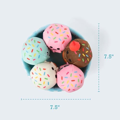 Emotional Support Ice Cream Cones by Relatable, Cuddly Stuffed Animals and Toys, Squishy Toys and Plushies, Great Gift Ideas for Loved Ones of All Ages, Includes 5 Plushies with Carrying Basket