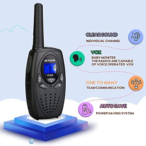 Retevis RT628 Walkie Talkies for Kids,Walky Talky,Key Lock,VOX Crystal Voice,Easy to Use, Christmas Gifts for Boys Girls Kids(Black,2 Pack)