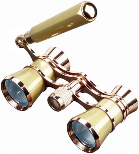 BLACKICE Theater Binoculars, Opera Glasses for Women, 3X25 Mini Binocular Compact with Adjustable Handle for Adults Kids in Concert Theater Opera (Golden with Handle)