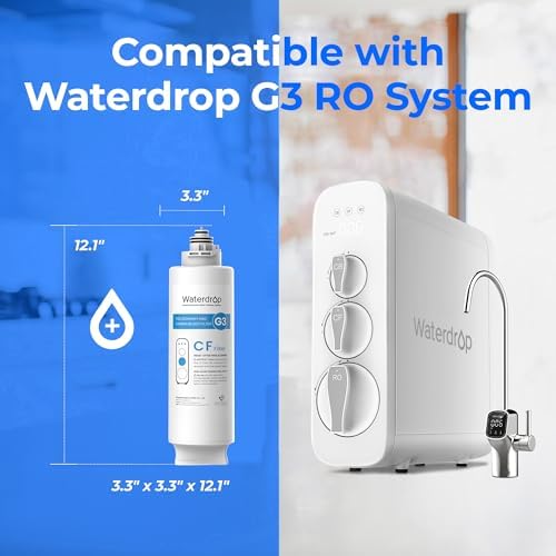 Waterdrop WD-G3-CF Filter, Replacement for WD-G3-W, WD-G3P600 and WD-G3P800-W Reverse Osmosis System, 6-Month Lifetime