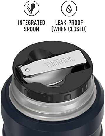 THERMOS Stainless King Vacuum-Insulated Food Jar with Spoon, 16 Ounce, Midnight Blue