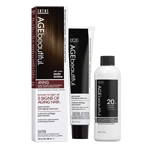 AGE beautiful Permanent Hair Color Dye Liqui Creme | 100% Gray Coverage | Anti-Aging Haircolor | Biotin for Thicker, Fuller Hair | Professional Salon Coloring