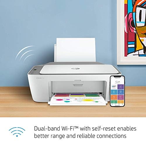 HP DeskJet 2755 All-in-One Wireless Printer Scanner Copier Instant Ink Ready Mobile Print Black 7.5ppm Color 5.5ppm Wifi Inkjet Computer Printers for Home Use and Office, Grey (Renewed)