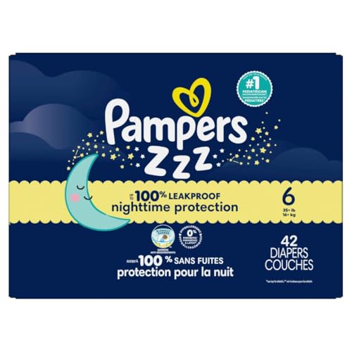 Pampers Overnight Diapers - Swaddlers Overnights - Size 6, 42 Count, Disposable Baby Diaper, Night Time Leak and Skin Protection