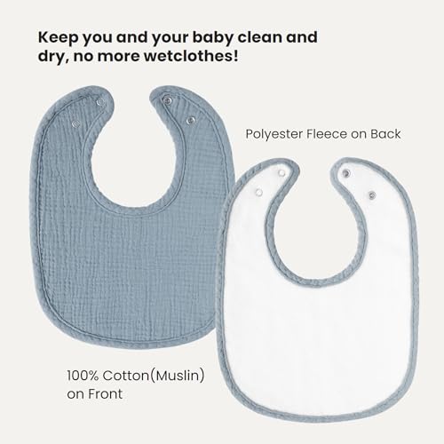Konssy Muslin Baby Bibs 8 Pack Baby Bandana Drool Bibs Cotton for Unisex Boys and Girls, Soft Absorbent Set for Teething and Drooling