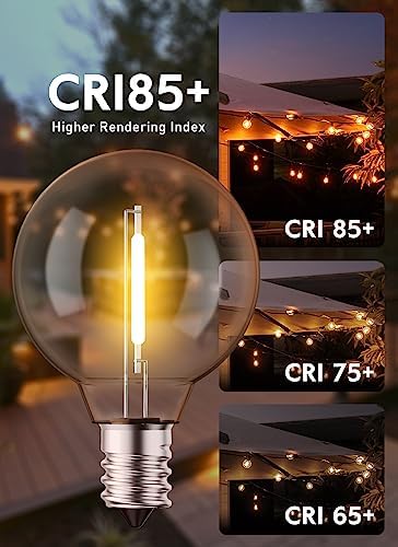 Brightown G40 Replacement LED Light Bulbs, 25 Pack Clear Globe Bulb fits E12 C7 Candelabra Screw Base Sockets, 1.5 Inch Dimmable Edison Light Bulbs for Indoor Outdoor Patio Decor, Warm White