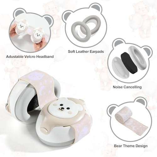 Baby Earmuffs-25dB NRR Baby Noise Cancelling Headphones with Adjustable Headband, Infant Ear Protection for Babies 0-36 Months,Travel Essentials for Airplane/Improves Sleep/Outdoor
