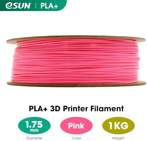 eSUN PLA+ Filament 1.75mm, 3D Printer Filament PLA Plus, Dimensional Accuracy +/- 0.03mm, 1KG Spool (2.2 LBS) 3D Printing Filament for 3D Printers, Pink