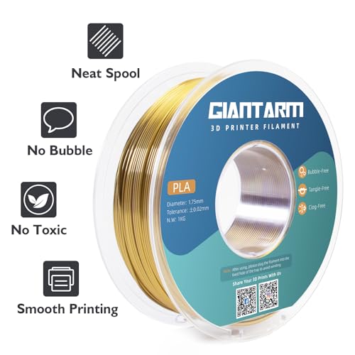GIANTARM Dual Color PLA Filament, Silk PLA Filament 1.75mm +/-0.02mm,1KG Spool(2.2lbs) Vacuum Packaging, 3D Printing Filaments Fit Most FDM Printer