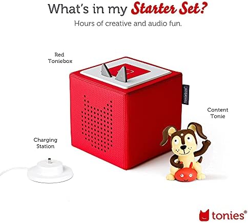 Toniebox Audio Player Starter Set with Playtime Puppy - Listen, Learn, and Play with One Huggable Little Box - Red