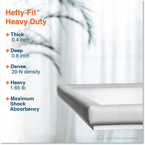 Roving Cove HeftyFit Edge Corner Protector Baby Proofing (Large 18ft Edge 8 Corners), Heavy-Duty, Soft NBR Rubber Foam, Furniture Fireplace Safety Bumper Guard, 3M Adhesive, Oyster White (Off White)