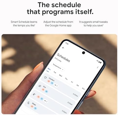 Google Nest Learning Thermostat (4th Gen, 2024) with Nest Temperature Sensor - Energy Saving Smart Thermostat - Works with Alexa, Apple HomeKit and Google Home App - Polished Obsidian