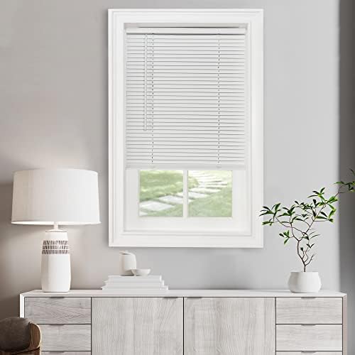 Cordless Light Filtering Mini Blind - 35 Inch Width, 64 Inch Length, 1" Slat Size - Pearl White - Cordless GII Morningstar Horizontal Windows Blinds for Interior by Achim Home Decor
