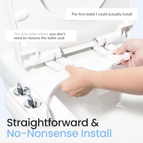 LUXE Bidet NEO 185 Plus - Patented Bidet Attachment for Toilet Seat, Innovative Hinges to Clean, Slide-in Easy Install, Advanced 360° Self-Clean, Dual Nozzles, Feminine & Rear Wash (White)