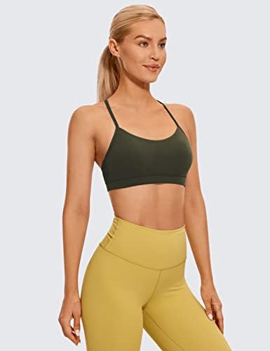 CRZ YOGA Butterluxe Womens Y Back Sports Bra - Padded Racerback Low Impact Spaghetti Thin Strap Workout Yoga Top