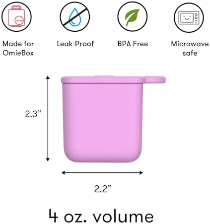 OmieBox (2 pack) Leakproof Dips Containers To Go, Salad Dressing Container, Condiment Container with Lids - Food Safe Silicone - 4 ounces (Pink/Teal)
