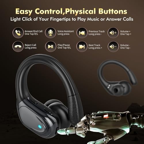 Wireless Earbuds, Sports Bluetooth Headphones, 80Hrs Playtime Ear Buds with LED Power Display, Noise Canceling Headset, IPX7 Waterproof Earphones for Workout/Running
