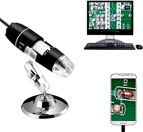 40 to 1000x Magnification Endoscope, 8 LED USB 2.0 Digital Microscope, Mini Camera with OTG Adapter Metal Stand, Compatible with Mac Windows 7 8 10 11 Android Linux Chrome Not for iPhone/iPad