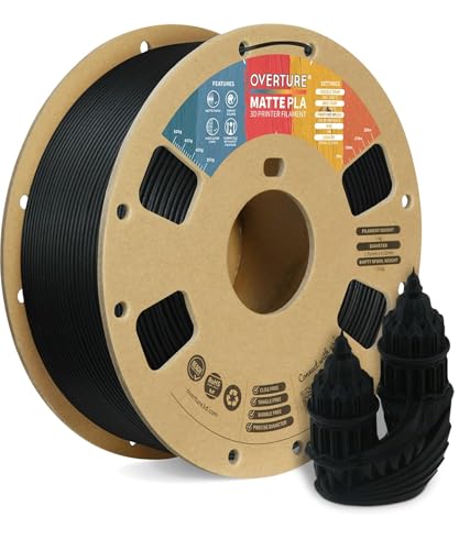 OVERTURE PLA Carbon Fiber 3D Printer Filament 1.75mm, PLA 1kg Cardboard Spool (2.2lbs), Dimensional Accuracy +/- 0.02 mm (Carbon Fiber Black)