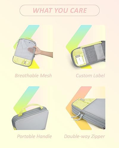 BAGSMART 6 Set Compression Packing Cubes - Lightweight Travel Essentials, Durable Luggage Organizer