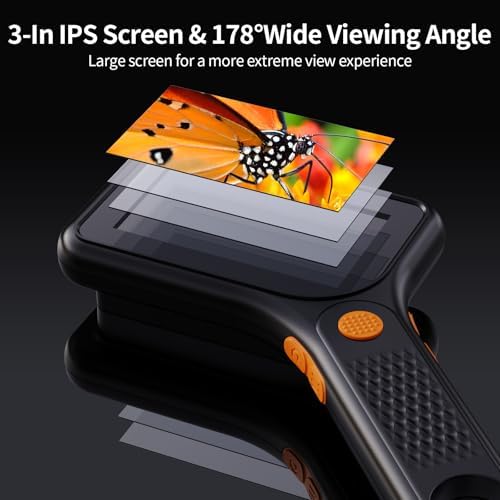 Digital Microscope for Adults, Handheld Pocket USB Microscope with 3 Inch HD Screen, Portable Coin Magnifier with 8 Adjustable LED Lights, Compatible with Windows & MacOS View - Black