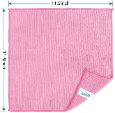 HOMEXCEL Pink Microfiber Cleaning Cloth, 50 Pack Cleaning Towels for Kitchen, Lint Free, Scratch-Free, Highly Absorbent, and Reusable Cleaning Rags for House, Window and Glass, Cars, 11.5 X11.5 inch