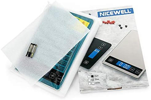Nicewell Food Scale, 22lb Digital Kitchen Scale Weight Grams and oz for Cooking Baking, 1g/0.1oz Precise Graduation, Stainless Steel and Tempered Glass (Ash Silver)