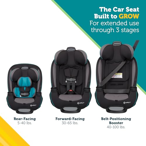 Safety 1st Grow and Go All-in-One Slim Convertible Car Seat, Rear Facing, 5-40 lbs, Forward Facing (30–65 lbs), High Back Booster Seat 40-100 pounds, Alaskan Blue