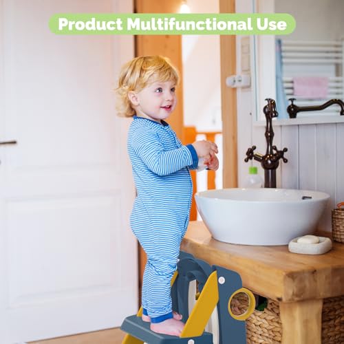 Toilet Seat, Potty Training Seat for Toddler, Upgraded 2-in-1 Potty Toilet Training for Boys and Girls,Waterproof Cushioned Mat with Non-slip Step Stool