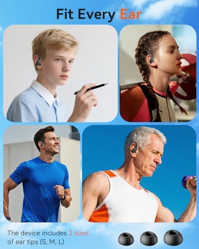 Wireless Earbuds, Sports Bluetooth 5.4 Headphones, Ear Buds with ENC Noise Canceling Mic, 80Hr Playtime Earphones, Palm-Sized, LED Power Display, IPX7 Waterproof Headset for Workout Running, Black