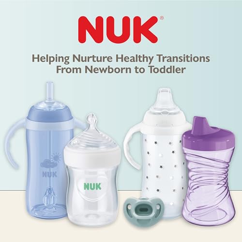 NUK Learner Cup, 10 Oz, Pack of 2, Disney's Stitch – Soft Spout, Easy-Grip Handles, BPA Free, Spill Proof Transition Sippy Cup