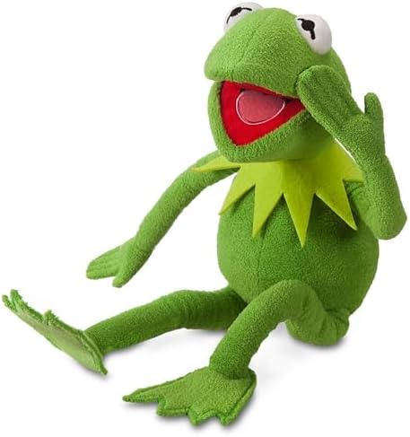 DISNEY STORE Kermit Medium Soft Toy for Kids, Cuddly Character with Fuzzy Texture and Embroidered Details, Disney Plushy Suitable for All Ages