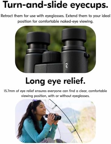 Nikon PROSTAFF P7 10x30 (16771) Black Binoculars Bundle with Lens Pen and Cleaning Cloth, Compact Binoculars for Adults for Hunting, Bird Watching, and Hiking Essentials, Zoom
