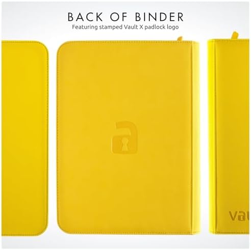 Vault X 9 Pocket Trading Card Zip Binder, 360 Cards, Premium Exo-Tec Album Material, 20 Side-Loading Pages, Folder for Collectible Games, Sports, TCG (Yellow)