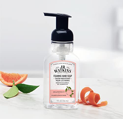 J.R. Watkins Foaming Hand Soap with Pump Dispenser, Moisturizing Foam Hand Wash, Alcohol-Free and Cruelty-Free, Grapefruit, 9 fl oz, 3 Pack
