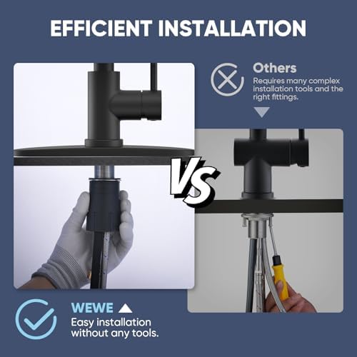 Kitchen Faucets with Pull Down Sprayer Commercial Industrial Stainless Steel Single Handle Single Hole Spring Farmhouse RV Sink Faucet, Matte Black Kitchen Faucet for Laundry Utility Room Sink