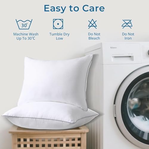 Sasttie Pillows Queen Size Set of 2, Bed Pillows for Side, Back, and Stomach Sleepers - Oeko-Tex Certified Down Alternative Plump Filling - Hotel Quality and Machine Washable, 2 Pack