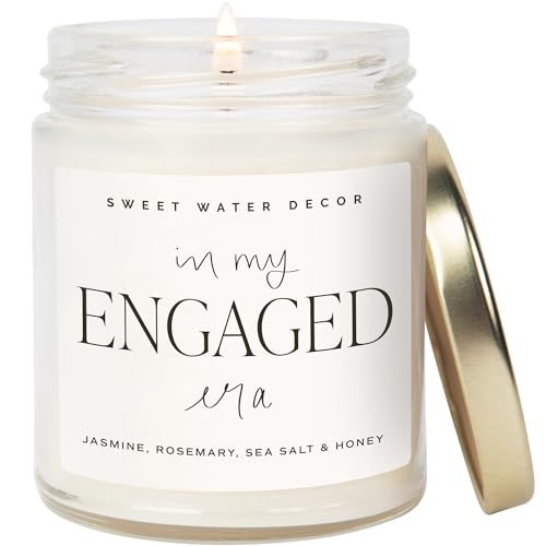 Sweet Water Decor In My Engaged Era Candle - Engagement and Bridal Shower Gifts for Her - 9 oz Soy Candle in Clear Jar with 40+ Hours Burn Time, Made in the USA