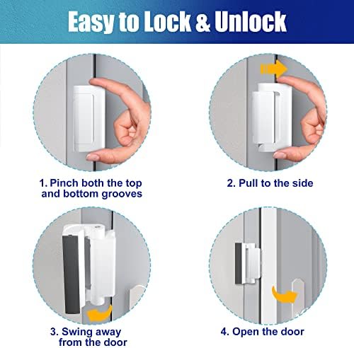2 Pack AceMining Door Reinforcement Lock Withstands 800lbs of Force - White Extra Child Proof Door Lock with 8 Screws Prevents Unauthorized Entry,Add a Door Security Lock for Home Safety & Privacy