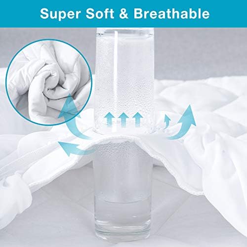 Lunsing Twin XL Mattress Protector for College Dorm, Soft Breathable Waterproof Twin Extra Long Size Mattress Pad Cover, 6-16 inches Deep Pocket, White