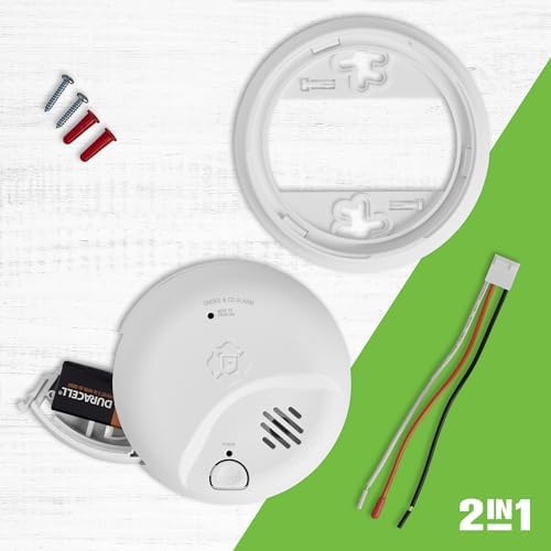 First Alert SMICO100-AC Interconnect Hardwire Combination Smoke & Carbon Monoxide Alarm with Battery Backup - 3 Pack