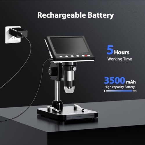 Hayve 4.3'' IPS Coin Microscope, 1000X Magnification Digital Microscope for Adults,Coin Collection Supplies with 8 Adjustable LEDs,Windows Compatible,32GB TF Card