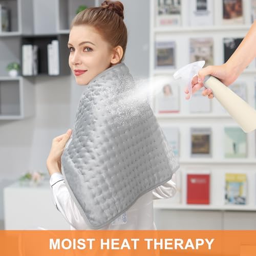 Heating Pad,Electric Heating Pads for Back,Hot Heated Pad for Abdomen,Shoulder,Knee,Multiple Temp and Auto Shut Off(Light Gray, 40''×20')