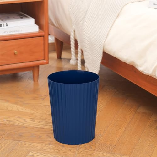 JiatuA Small Trash Can Plastic Wastebasket Round Garbage Container Bin for Bathroom, Kitchen, Bedroom, Home Office, College Dorm, Navy Blue 2 Pack