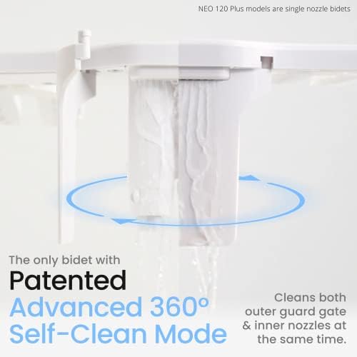 LUXE Bidet NEO 185 Plus - Patented Bidet Attachment for Toilet Seat, Innovative Hinges to Clean, Slide-in Easy Install, Advanced 360° Self-Clean, Dual Nozzles, Feminine & Rear Wash (White)