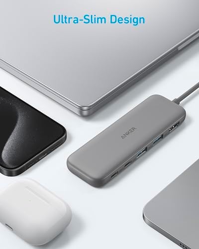 Anker USB C Hub, 5-in-1 USBC to HDMI Splitter with 4K Display, 1 x Powered USB-C 5Gbps & 2×Powered USB-A 3.0 5Gbps Data Ports for MacBook Pro, MacBook Air, Dell and More (Grey)