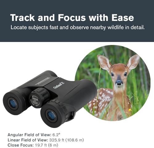 Celestron - Outland X 10x25 Binoculars – Ideal for Birding and Outdoors – 25mm Objective Lenses – 6.2° Field of View – BaK-4 Prisms – Multi-Coated – Waterproof and Fogproof