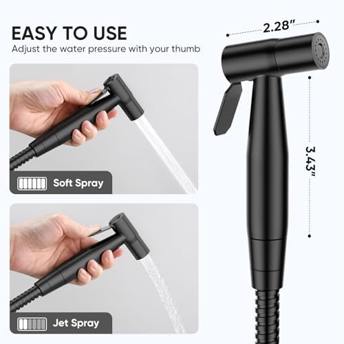 Arofa Black Bidet Sprayer for Toilet, Handheld Jet Sprayer Adjustable Water Pressure Muslim Shower with Bidet Hose, Bidets Faucet for Existing Toilets Cloth Diaper Spray for Baby/Feminine Wash